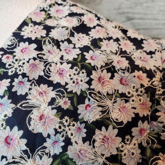 Free The Roses Embroidered Floral Mix Puff Sleeve Mini Dress Size Small - Picture 4 of 7